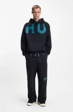 Cotton-terry tracksuit bottoms with logo print