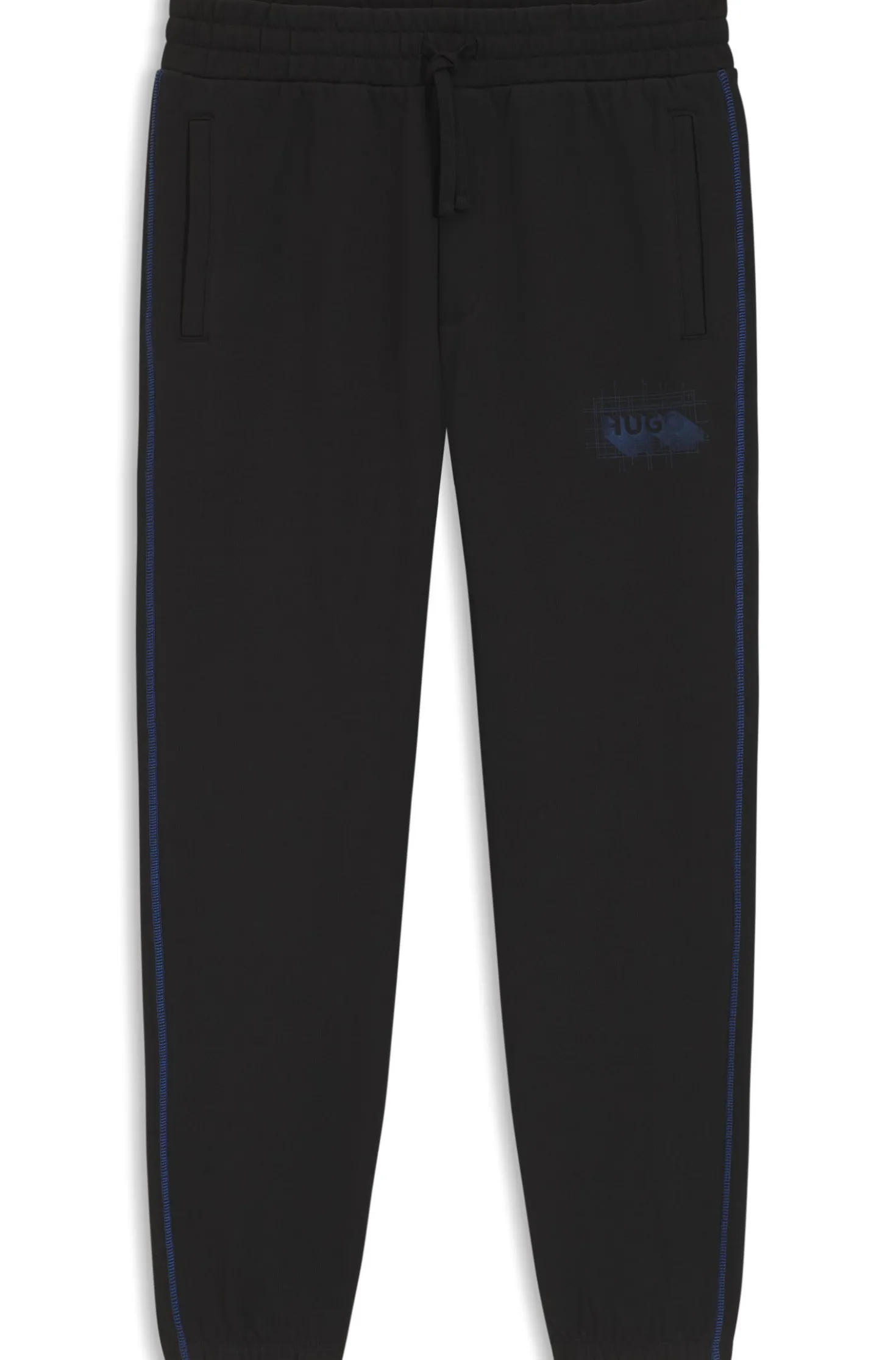 Cotton-terry tracksuit bottoms with logo and contrast stitching