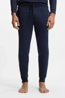 Cotton-terry tracksuit bottoms with logo and stripe