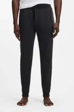 Cotton-terry tracksuit bottoms with logo and stripe