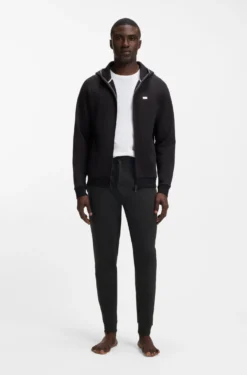 Cotton-terry tracksuit bottoms with logo and stripe