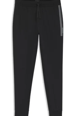 Cotton-terry tracksuit bottoms with logo and stripe
