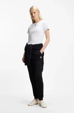 Cotton-terry tracksuit bottoms with embroidered logo