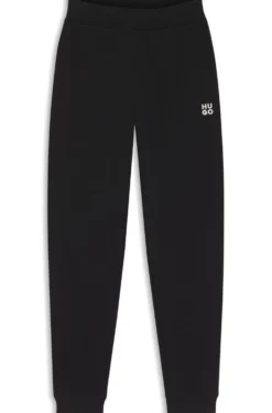 Cotton-terry tracksuit bottoms with embroidered logo
