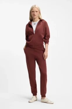 Cotton-terry tracksuit bottoms with embroidered logo