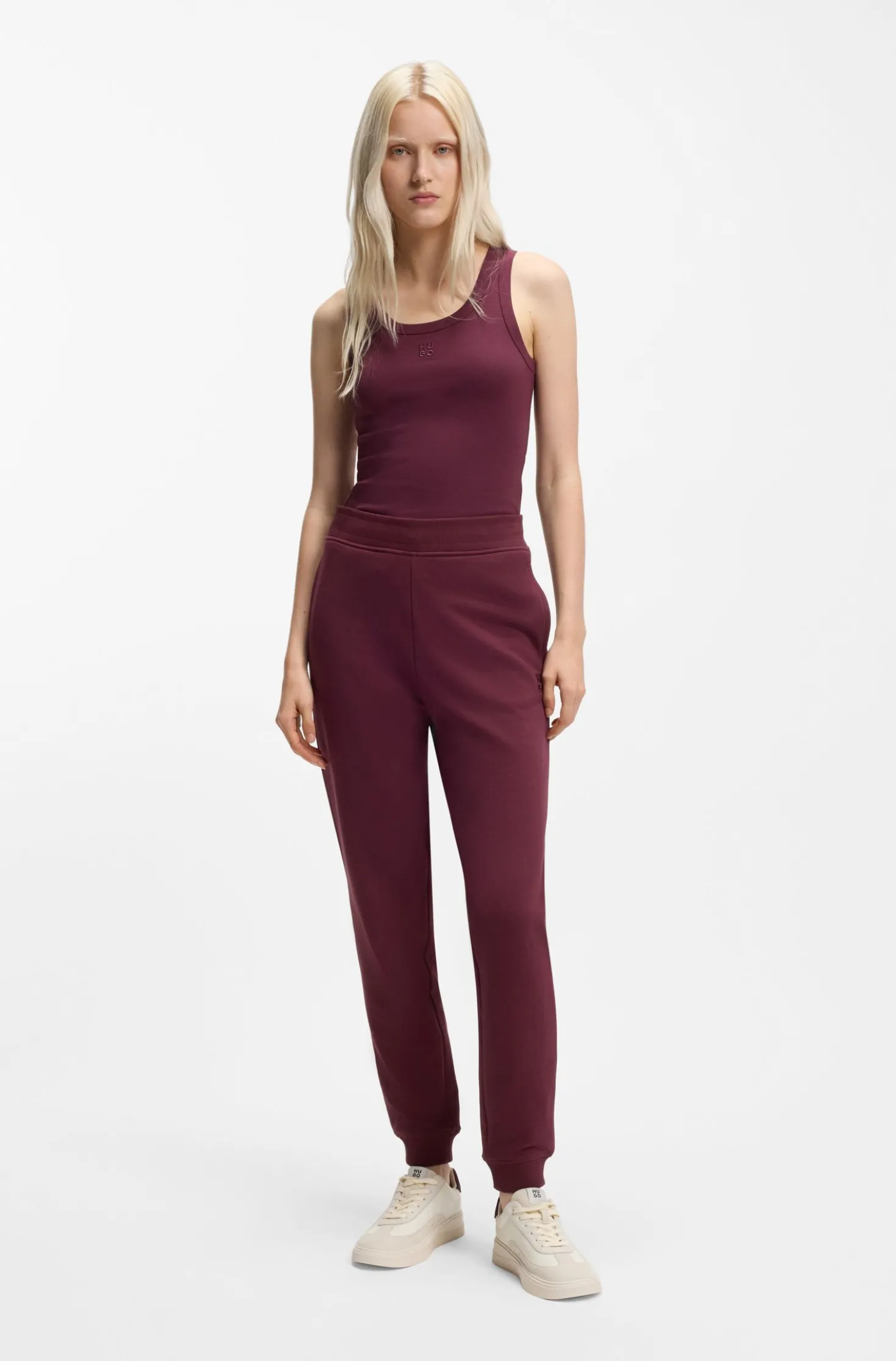 Cotton-terry tracksuit bottoms with embroidered logo
