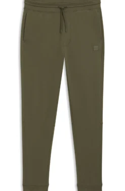 Cotton-terry tracksuit bottoms with logo patch