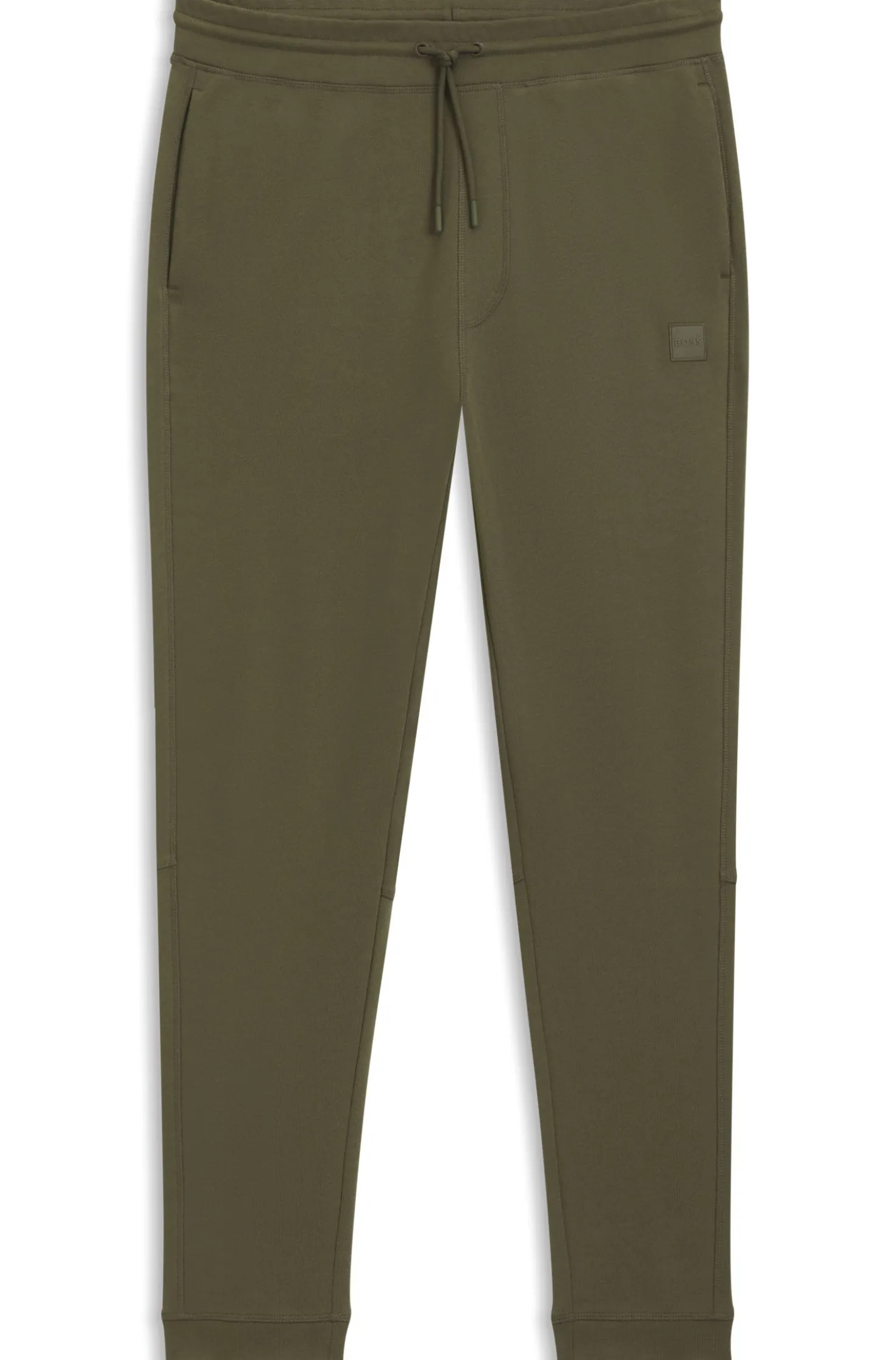 Cotton-terry tracksuit bottoms with logo patch