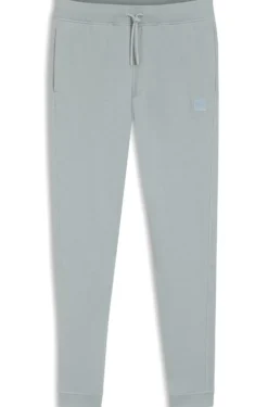 Cotton-terry tracksuit bottoms with logo patch