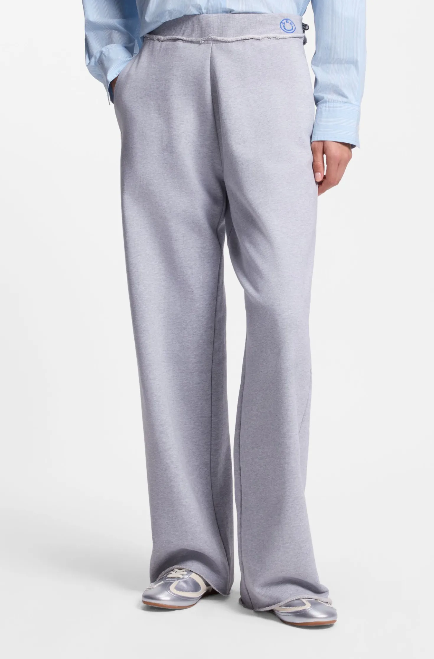 Cotton-terry tracksuit bottoms with logo waistband