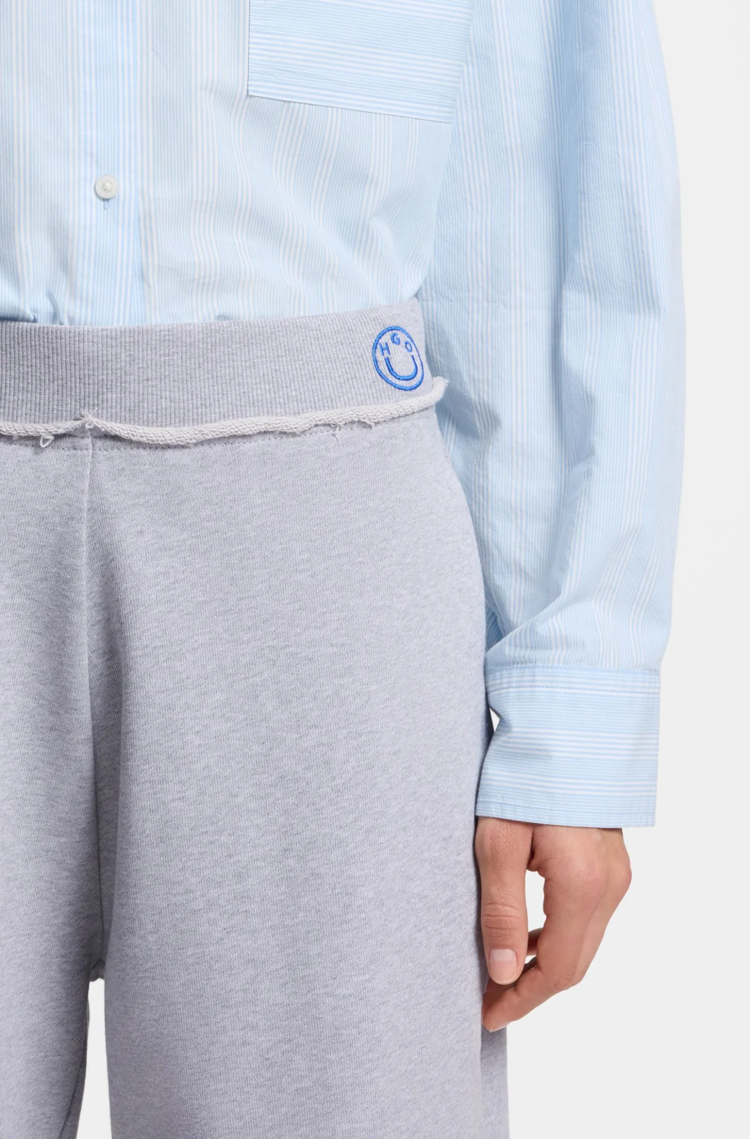 Cotton-terry tracksuit bottoms with logo waistband