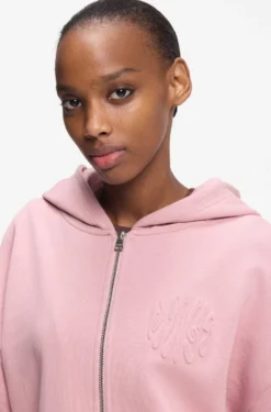 Cotton-terry zip-up hoodie with embossed logos