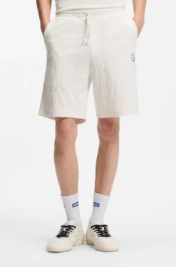 Cotton-towelling shorts with leopard jacquard
