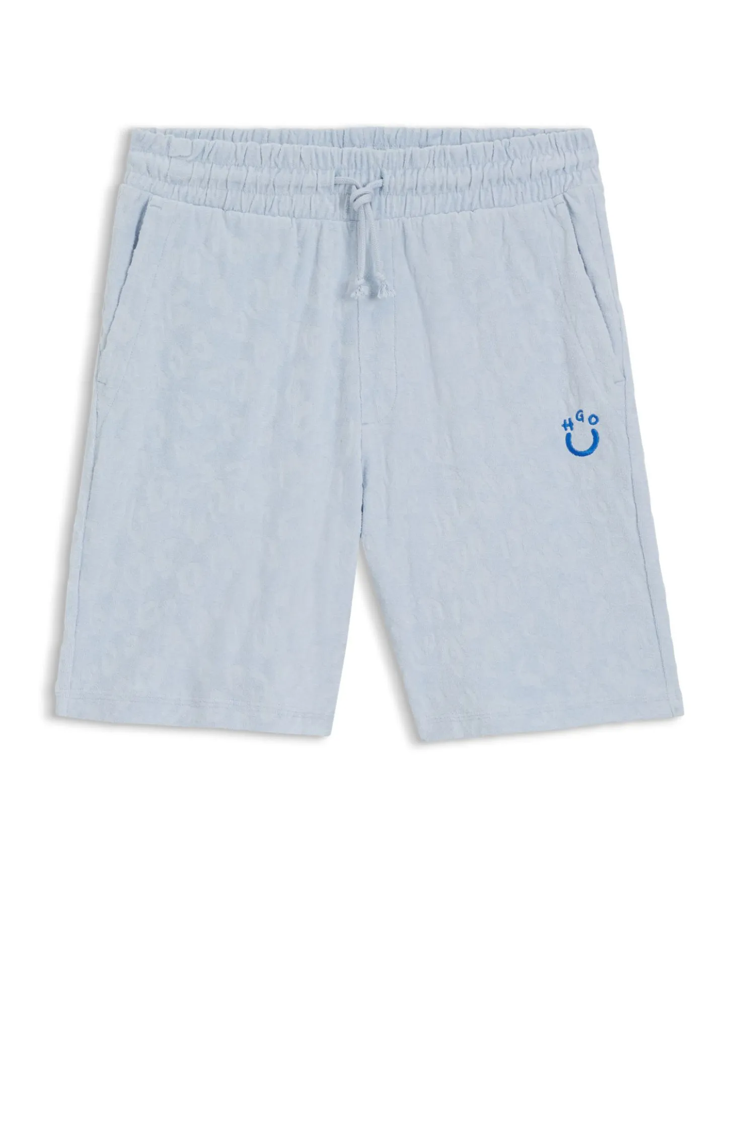 Cotton-towelling shorts with leopard jacquard