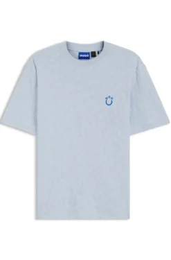 Cotton-towelling T-shirt with Happy HUGO