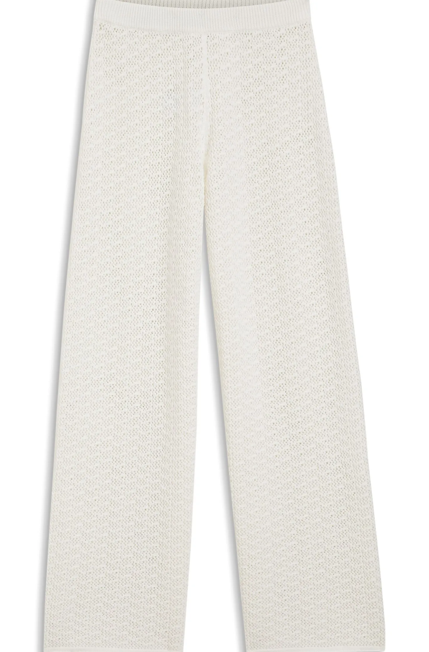 Cotton trousers with micro-lace structure