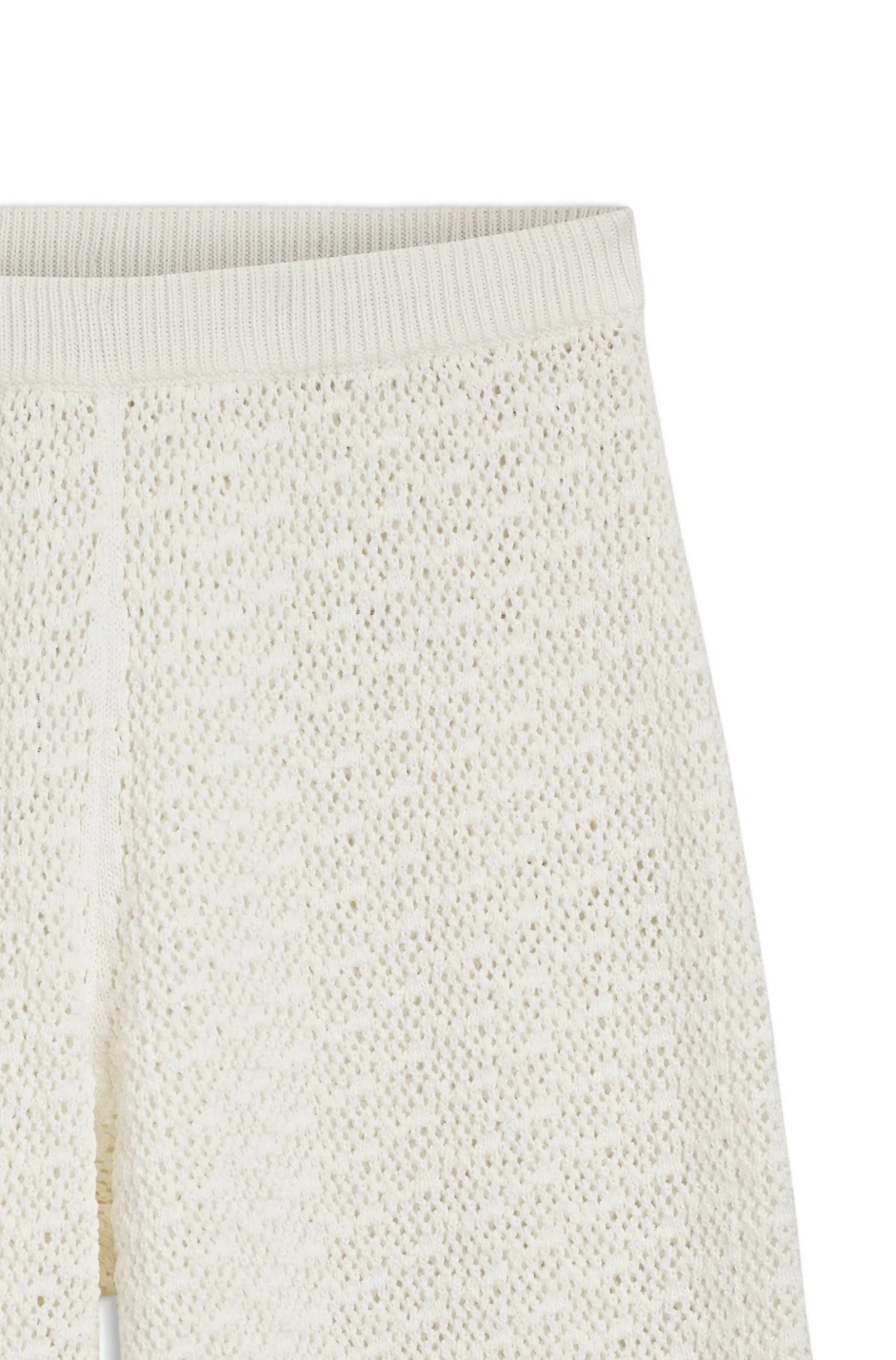 Cotton trousers with micro-lace structure
