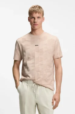 Cotton T-shirt with 3D-jacquard pattern