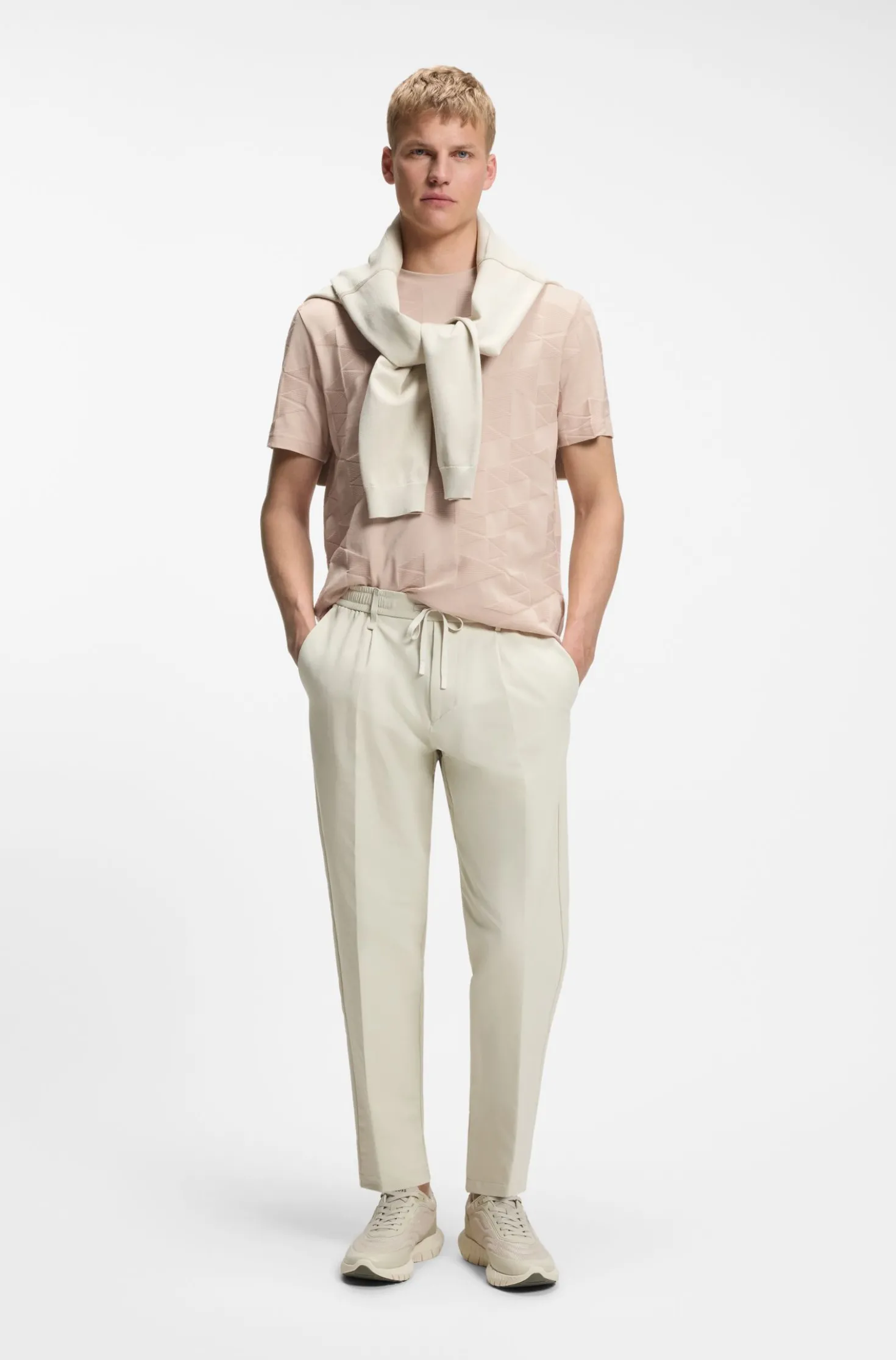 Cotton T-shirt with 3D-jacquard pattern