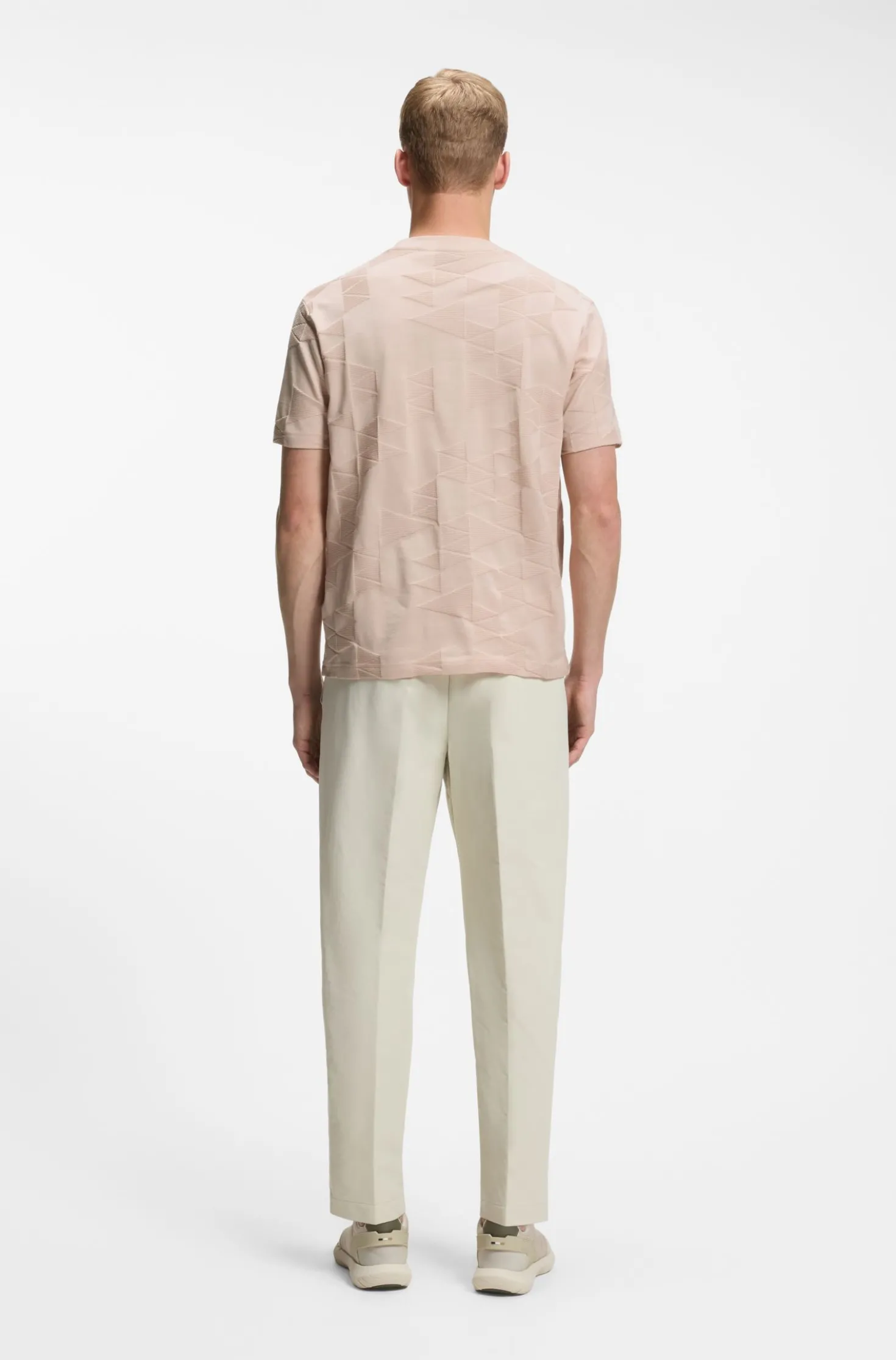 Cotton T-shirt with 3D-jacquard pattern