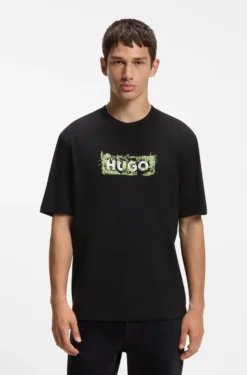 Cotton T-shirt with embroidered logo artwork