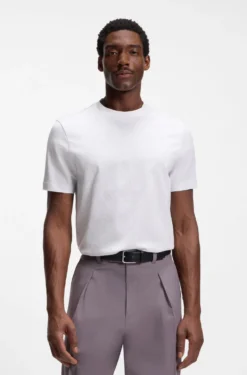Cotton T-shirt with jacquard pattern