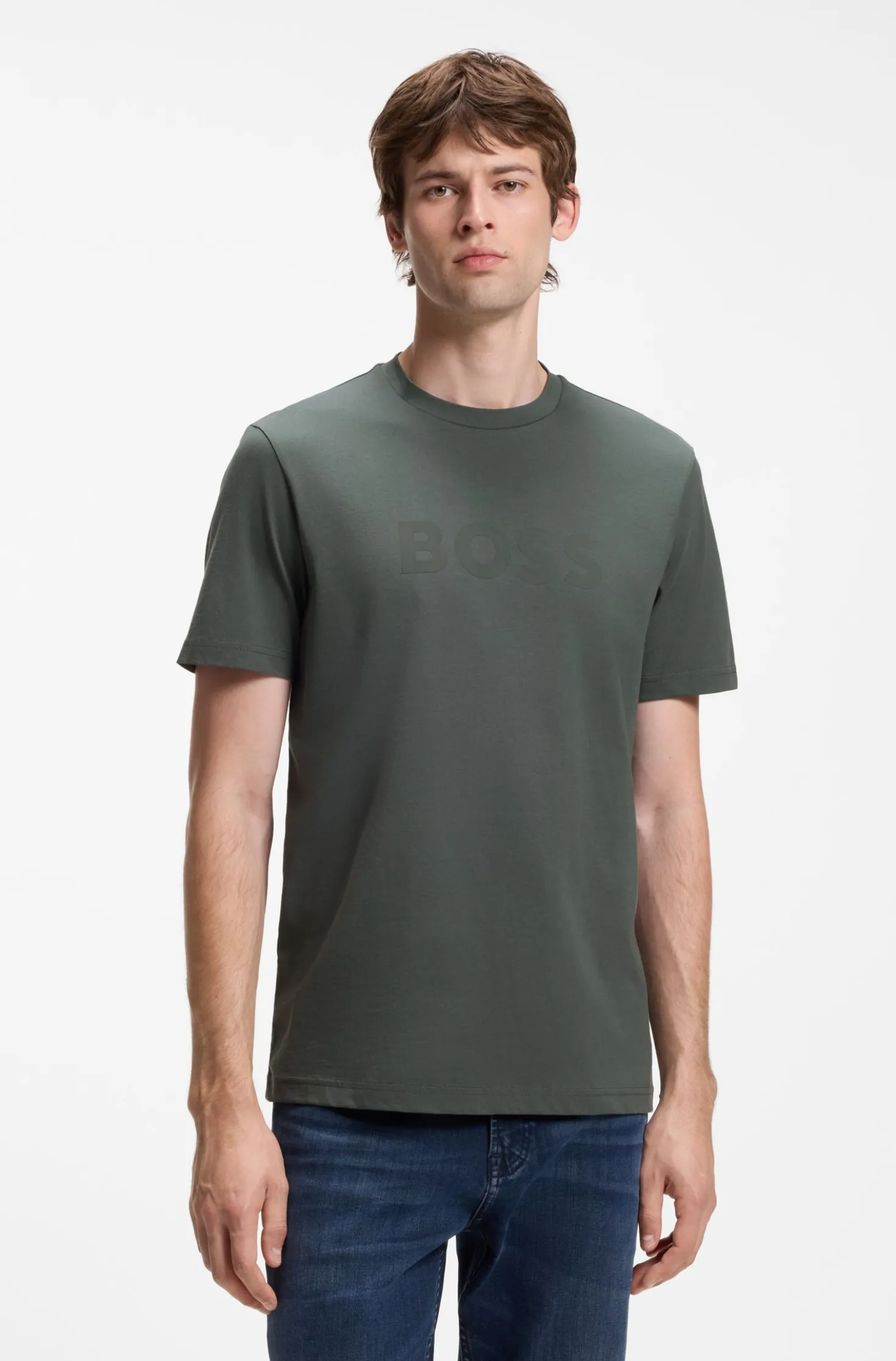 Cotton T-shirt with large tonal logo