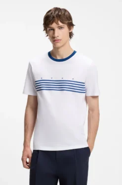 Cotton T-shirt with printed stripes