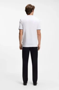 Cotton T-shirt with tipped sleeve cuffs