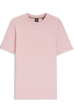 Cotton T-shirt with tipped sleeve cuffs