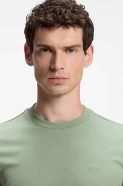 Cotton T-shirt with tipped sleeve cuffs