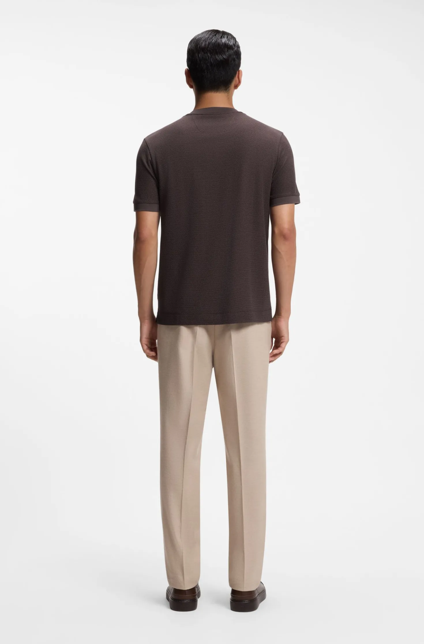 Cotton T-shirt with two-tone piqué structure