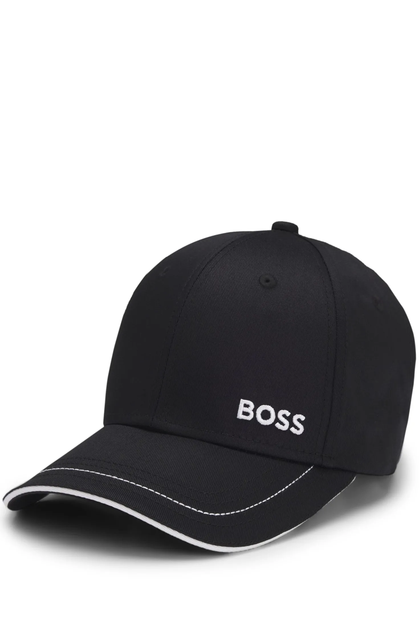 Cotton-twill cap with contrast trims and embroidered logo