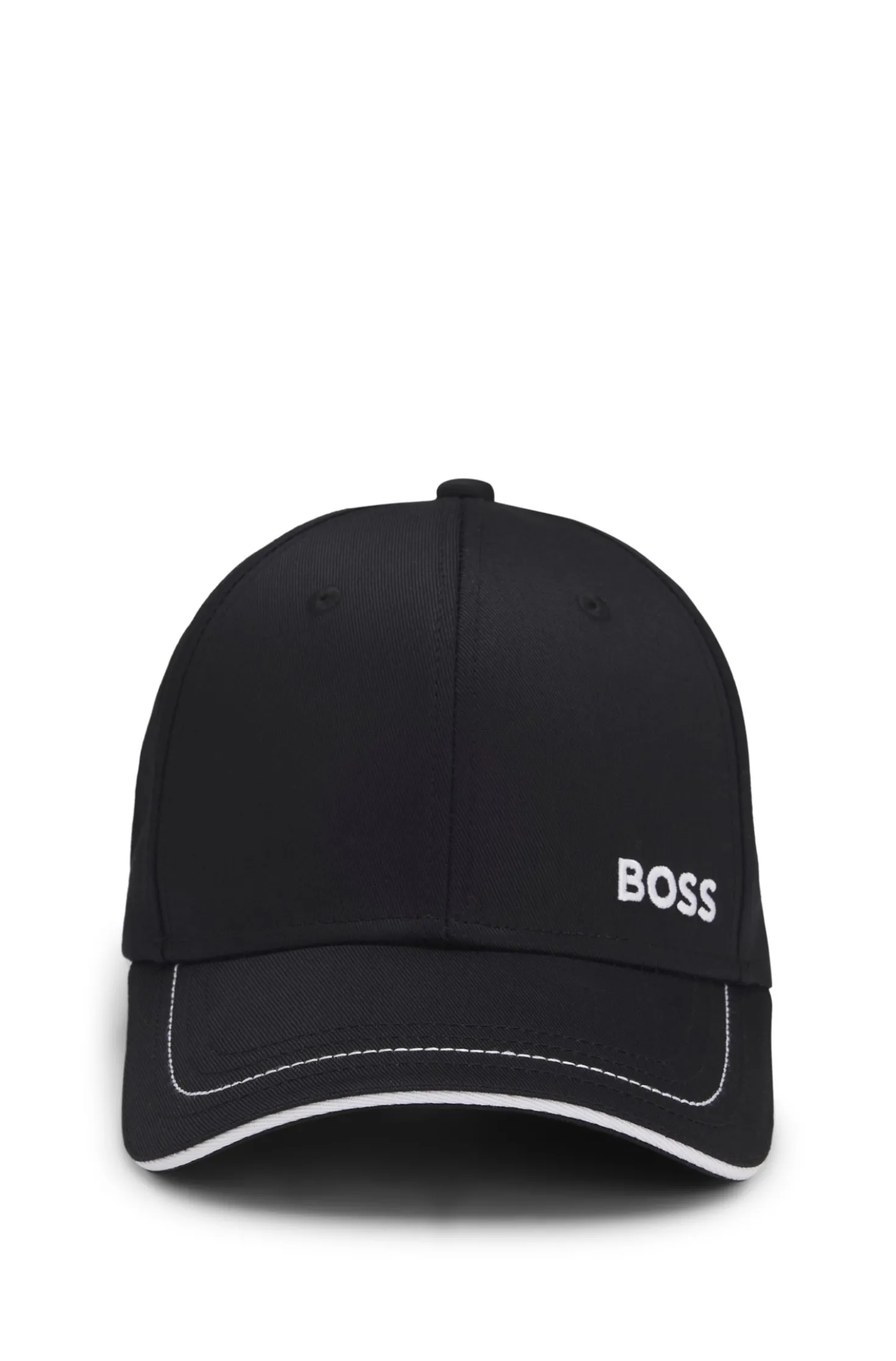 Cotton-twill cap with contrast trims and embroidered logo