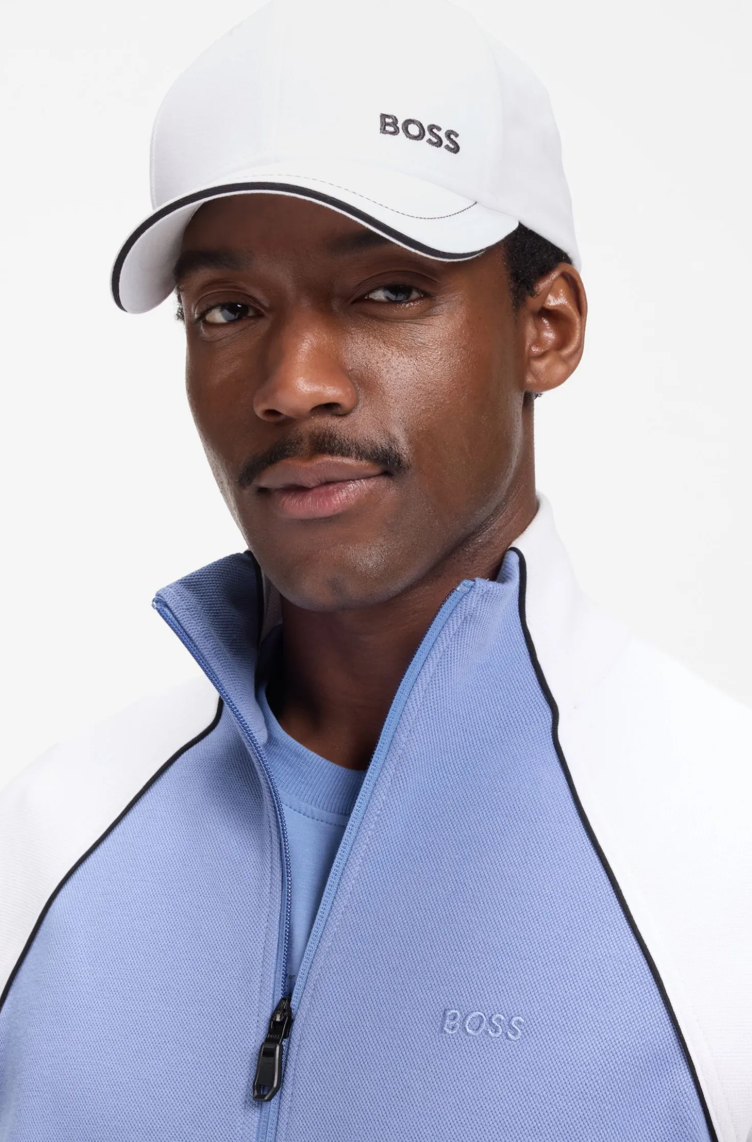 Cotton-twill cap with contrast trims and embroidered logo