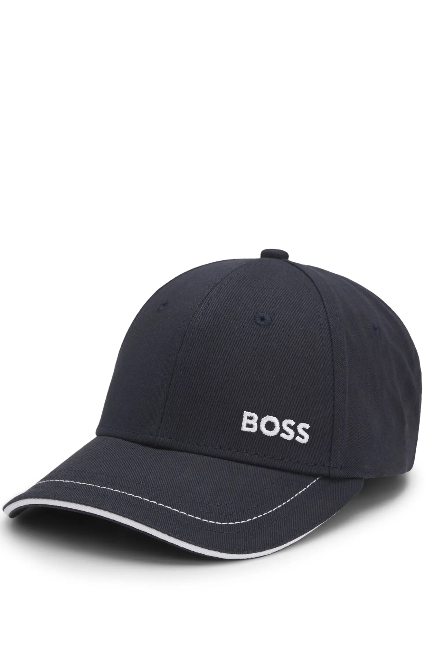 Cotton-twill cap with contrast trims and embroidered logo
