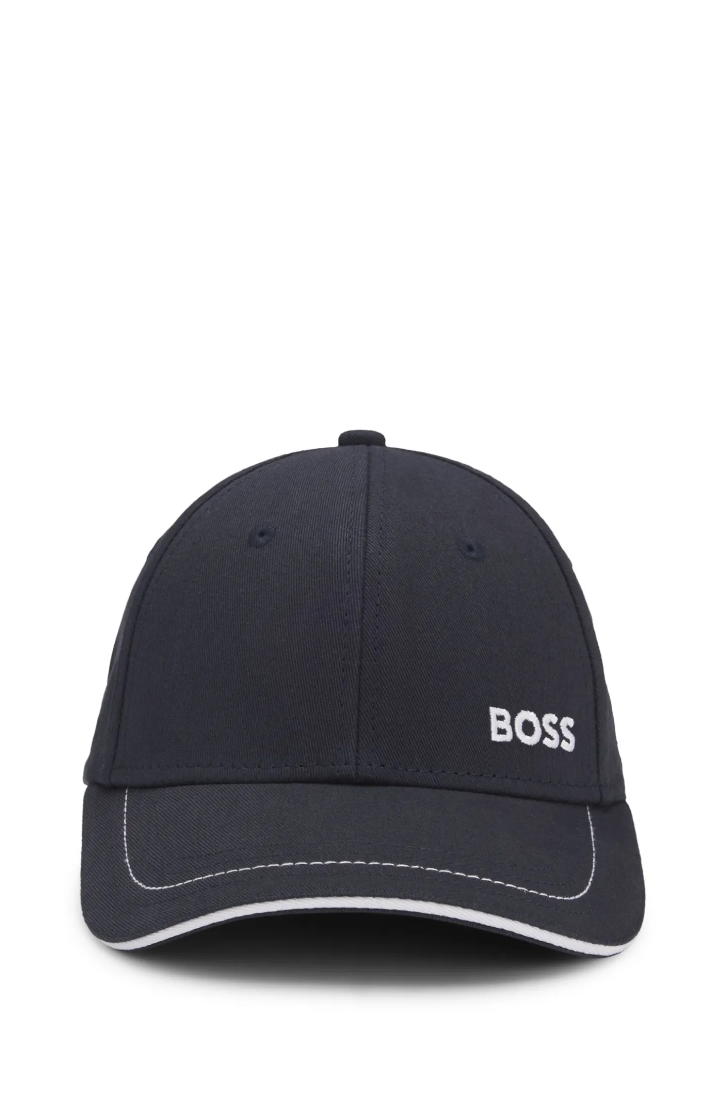 Cotton-twill cap with contrast trims and embroidered logo