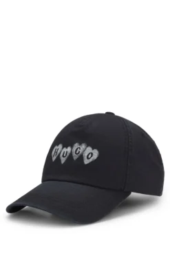Cotton-twill cap with heart branding
