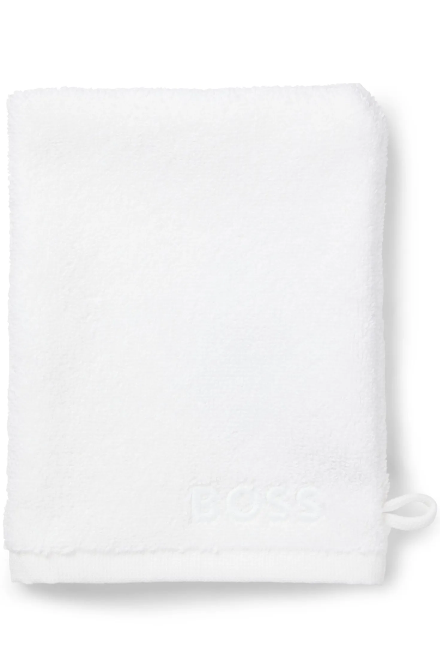 Cotton wash mitt with contrast embroidered logo