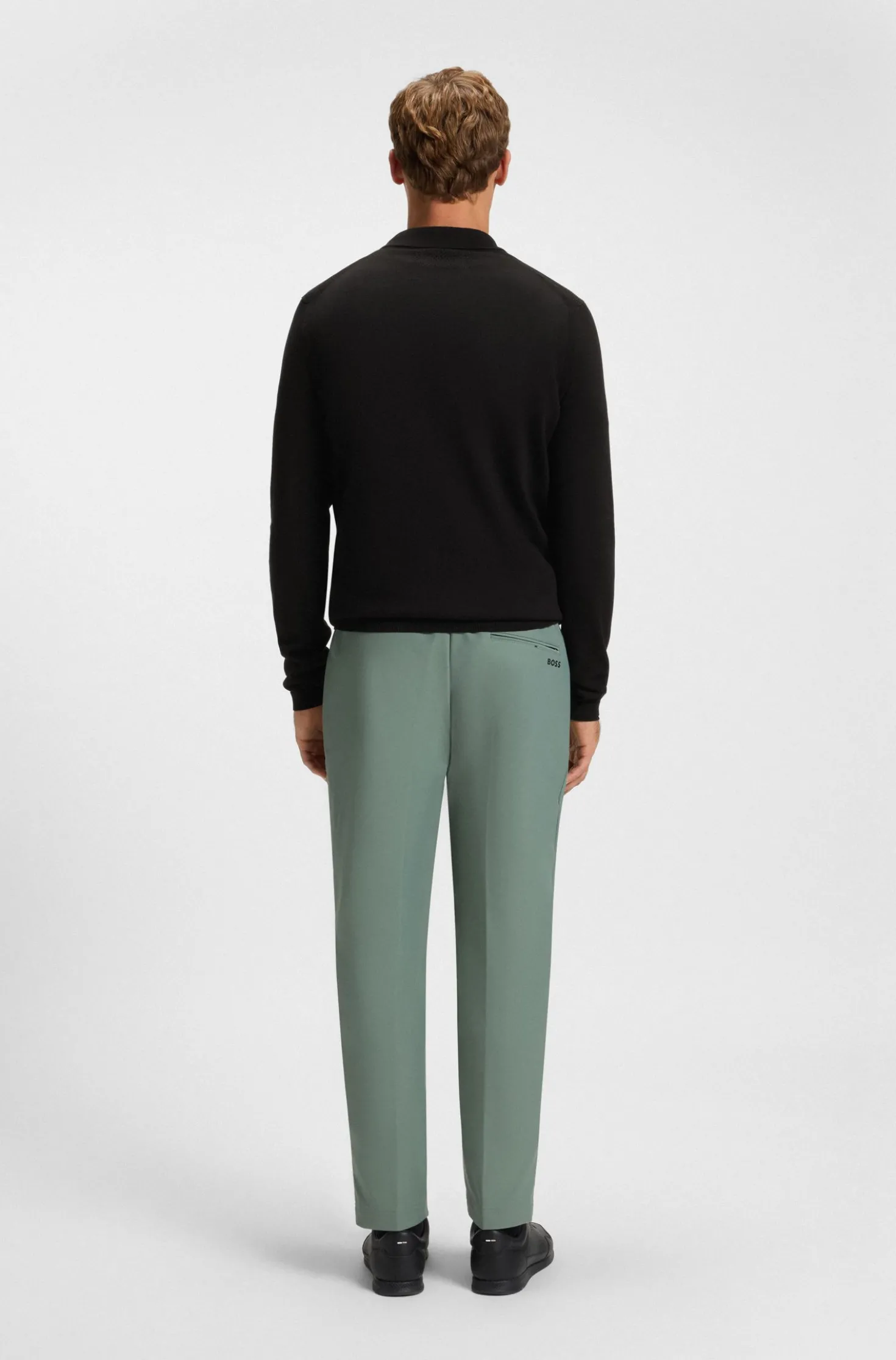 Cotton zip-neck sweater with contrast logo