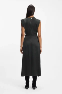 Cowl-neck dress with wrap skirt