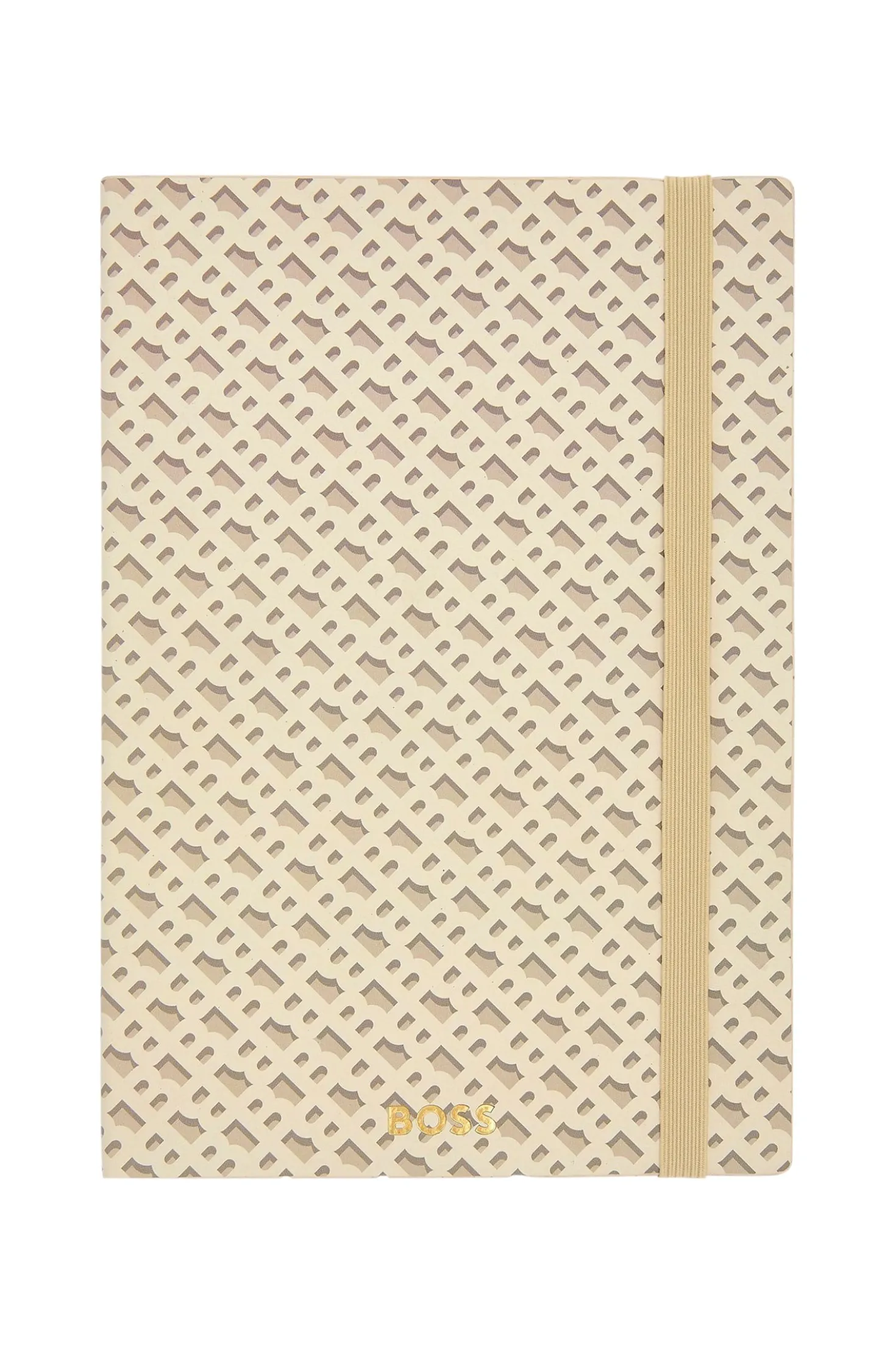 Cream A5 notebook with monogram pattern