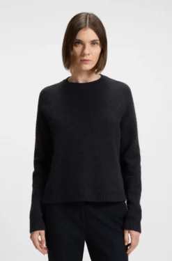 Crew-neck sweater in stretch fabric