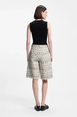 Cropped relaxed-fit trousers in striped cotton-blend tweed