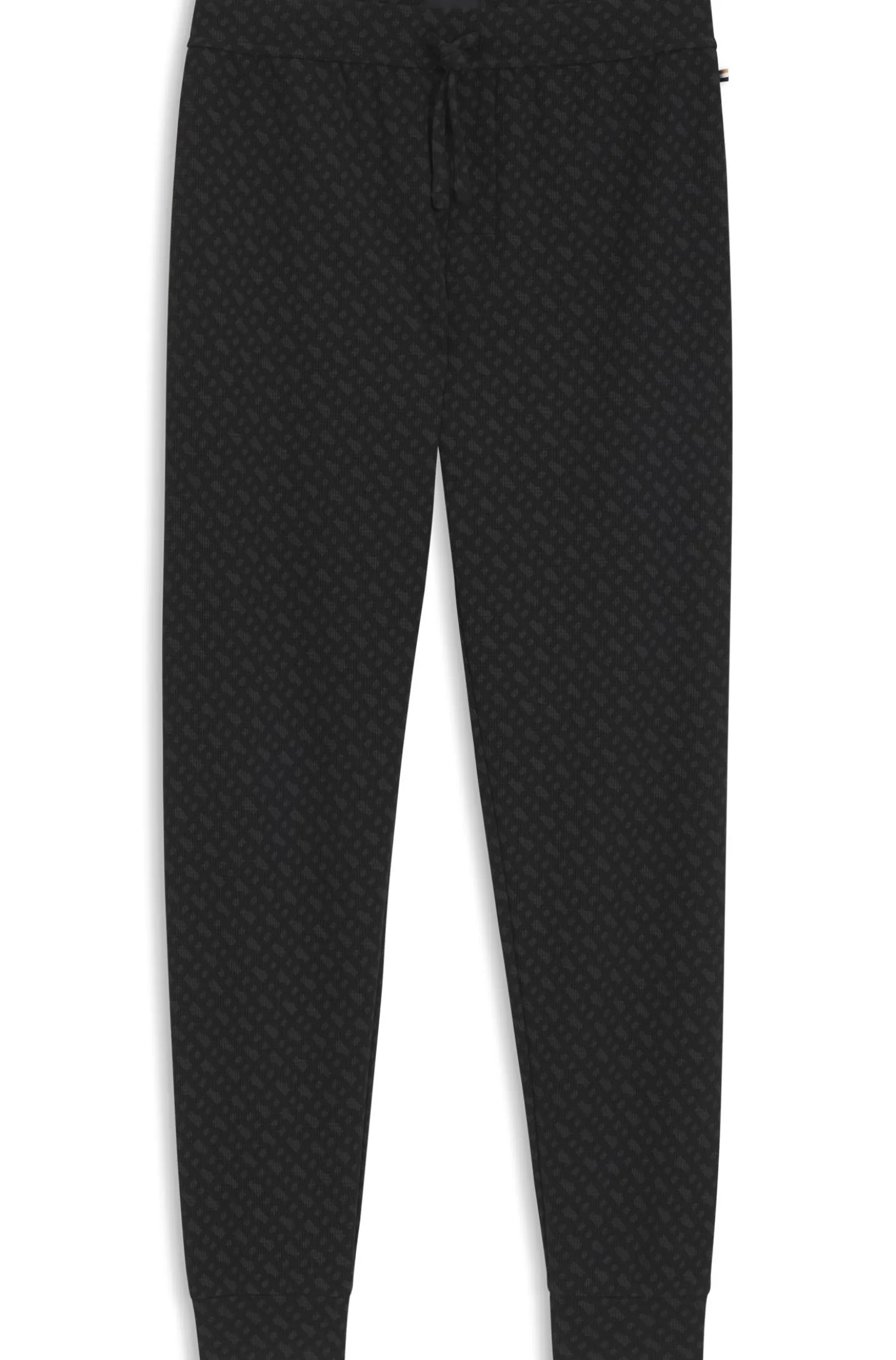 Cuffed pyjama bottoms in monogram-print waffle fabric