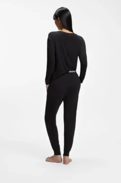Cuffed pyjama bottoms in stretch jersey with logo waistband