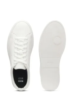 Cupsole trainers in leather with signature-stripe stitching