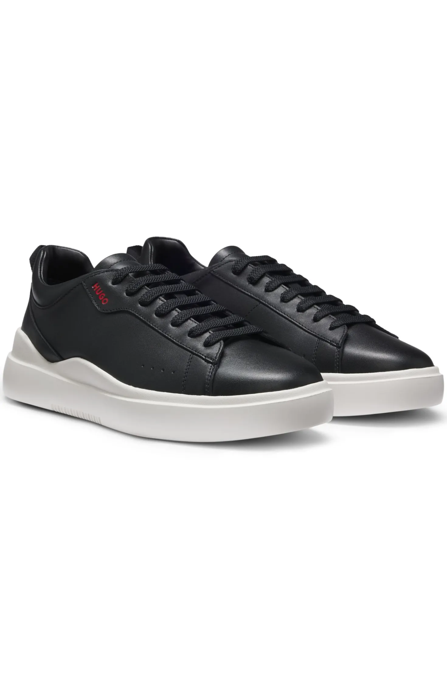 Cupsole trainers in leather with red logo details