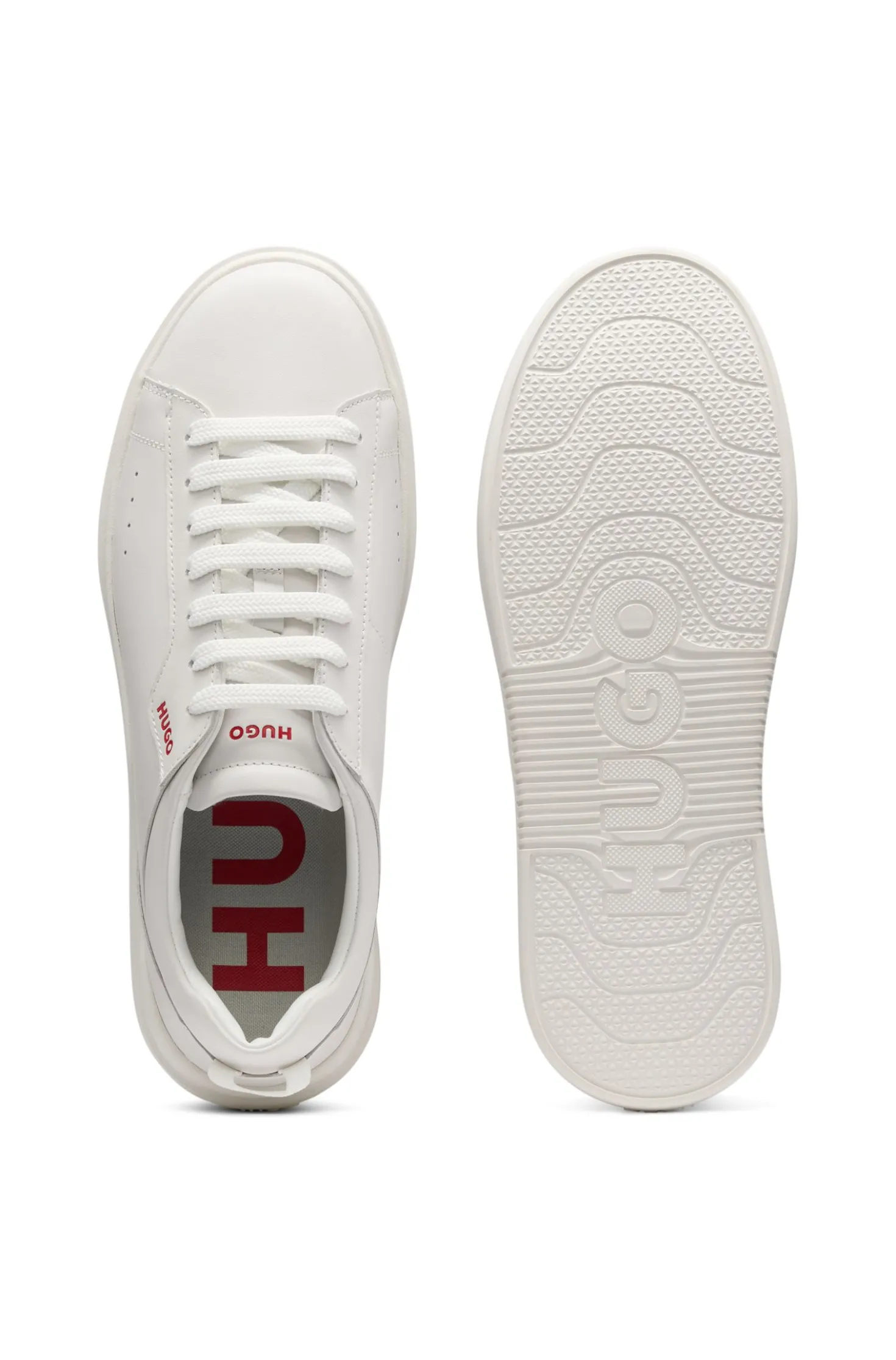 Cupsole trainers in leather with red logo details