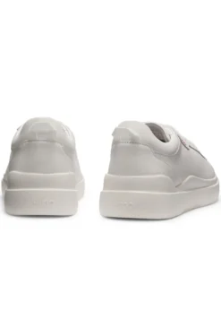 Cupsole trainers in leather with red logo details